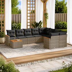 Durable 10 Piece Outdoor Garden Sofa Set with Cushions
