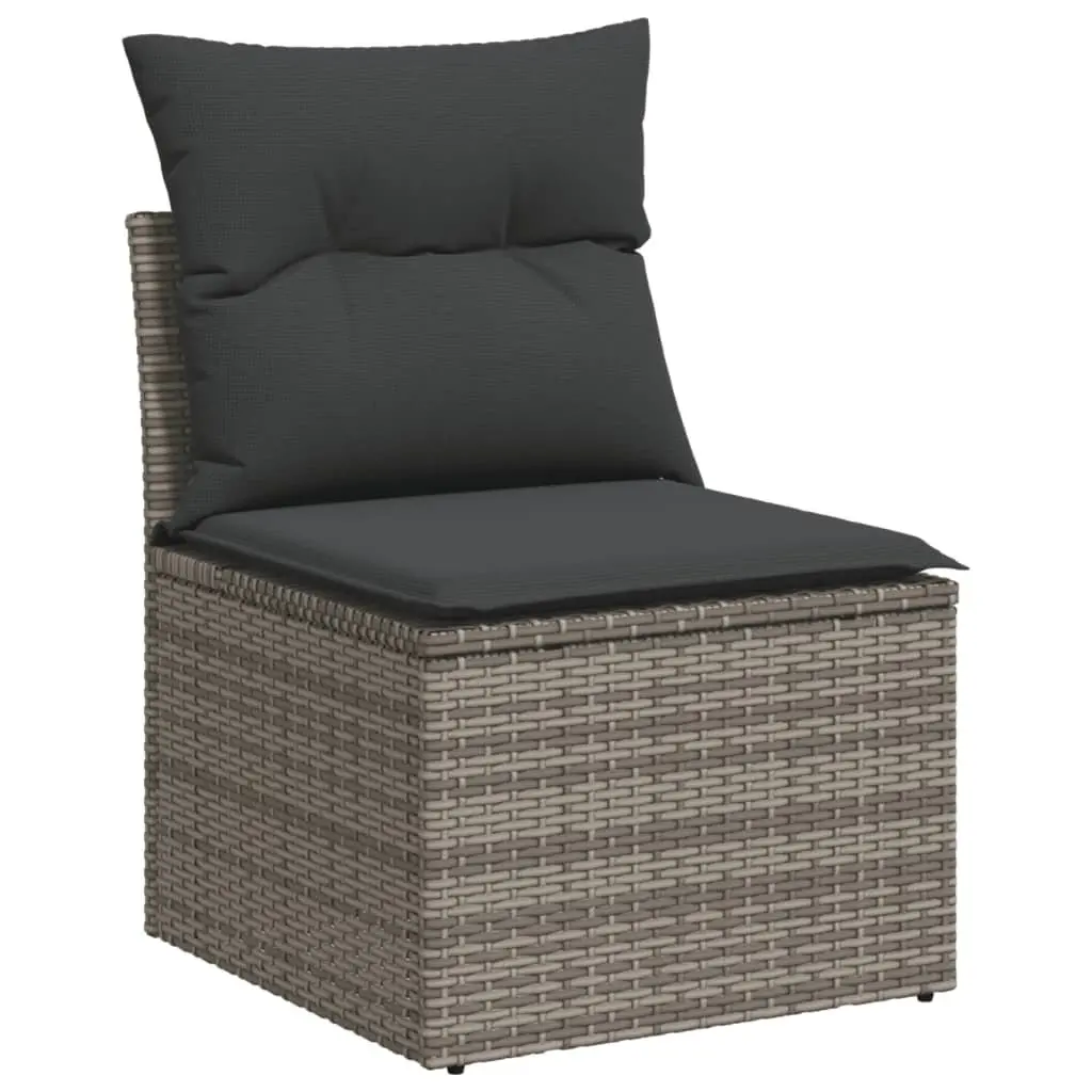 10 Piece Garden Sofa Set PE Rattan Acacia Wood Steel Frame Grey