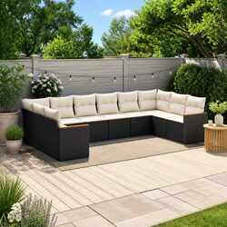 Durable 10 Piece Modular Garden Sofa Set with Cushions