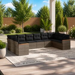 Durable Grey Modular 10-Piece Garden Sofa Set