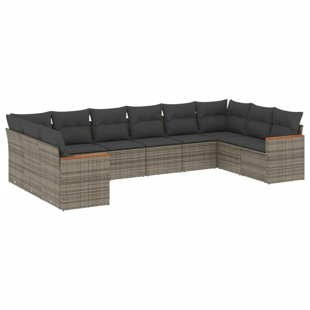 Garden Sofa Set PE Rattan 10 Piece Modular Outdoor Furniture Grey
