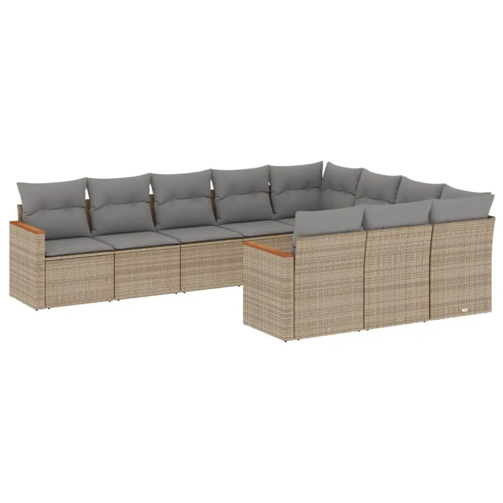 Beige Modular Rattan Garden Sofa Set 10 Pieces