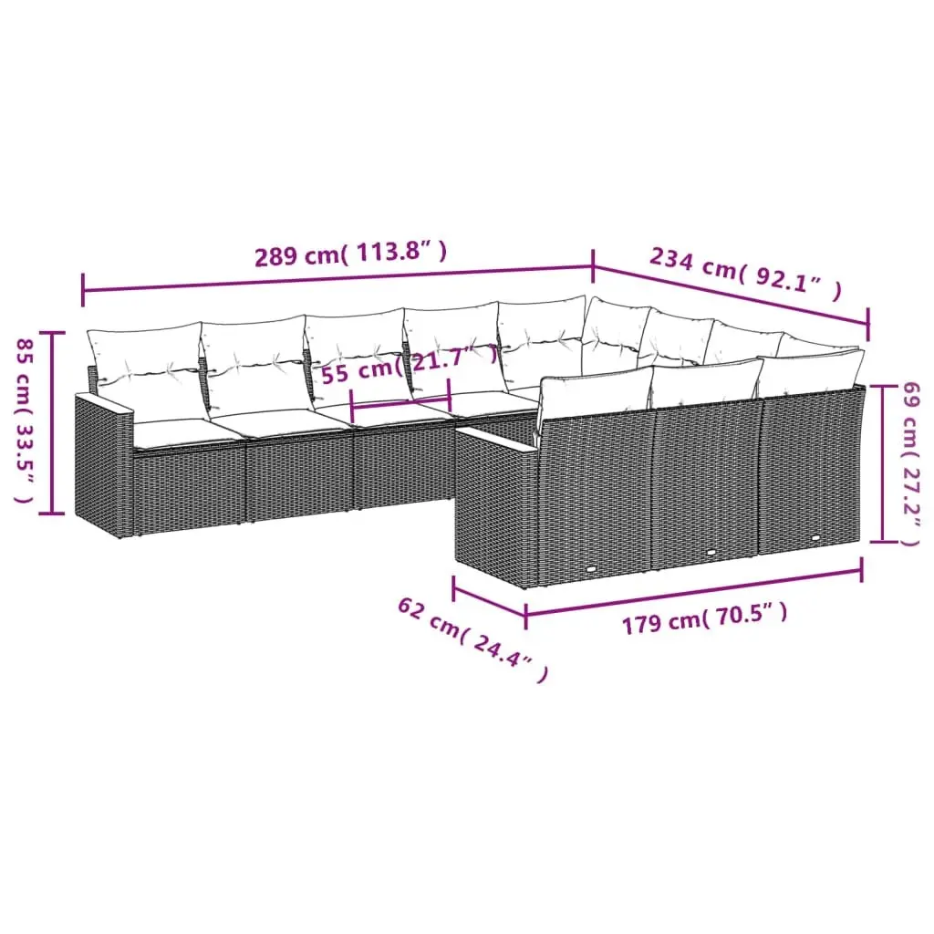 Beige Modular Rattan Garden Sofa Set 10 Pieces
