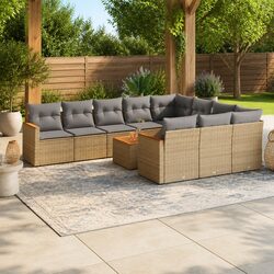 Beige Modular 11-Piece Garden Sofa Set for Outdoor Spaces