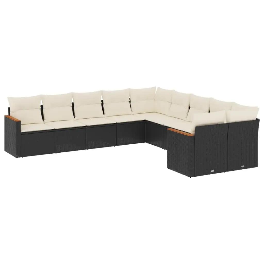 Modular 10 Piece Black Rattan Garden Sofa Set