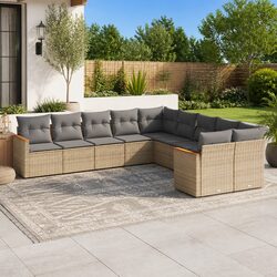 Modular 10-Piece Garden Sofa Set in Beige Poly Rattan