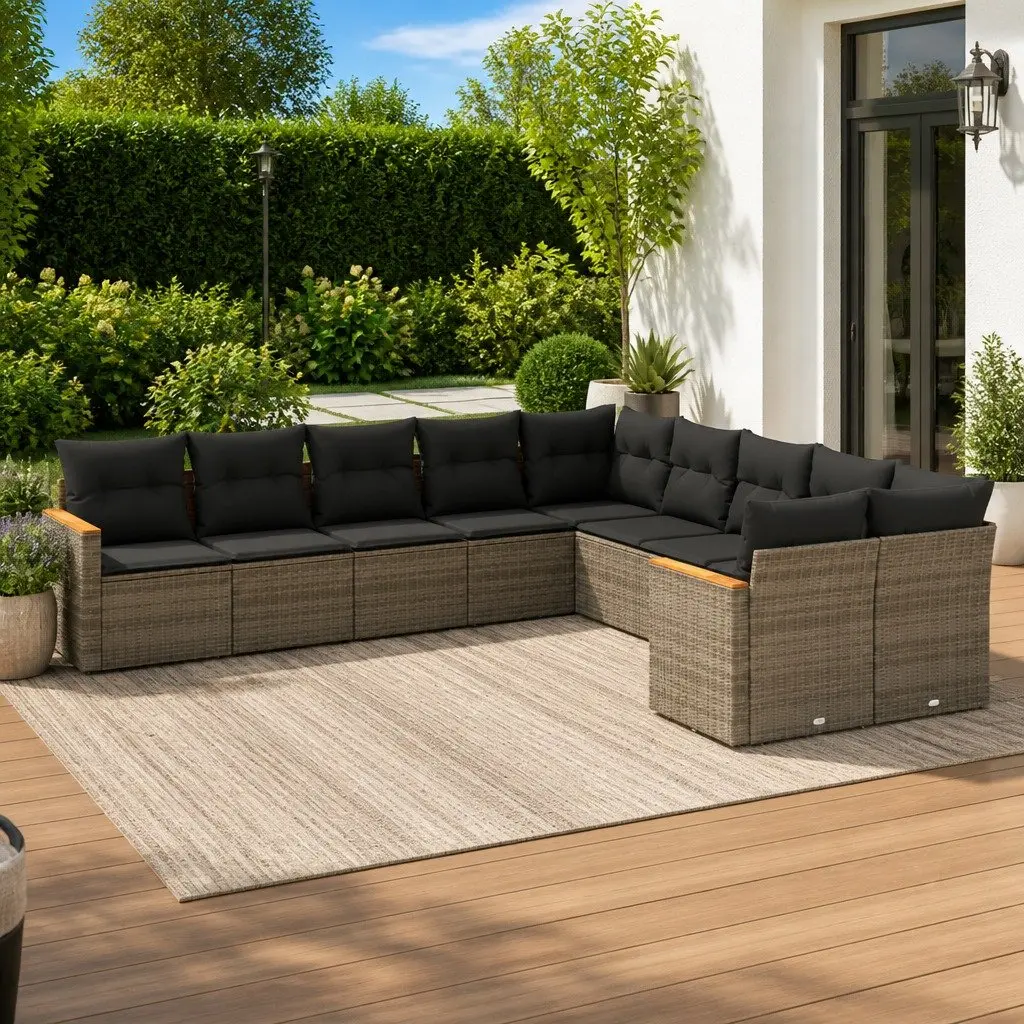 10 Piece Modular Garden Sofa Set in Grey