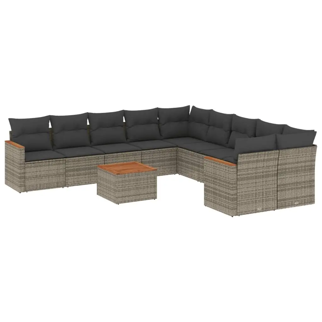Outdoor Garden Sofa Set PE Rattan Grey 11 Piece