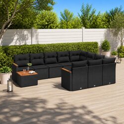 Premium 11-Piece Modular Garden Sofa Set in Black