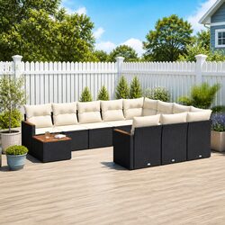 Modular 11-Piece Outdoor Garden Sofa Set in Black