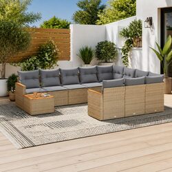11 Piece Modular Beige Garden Sofa Set for Outdoor Spaces