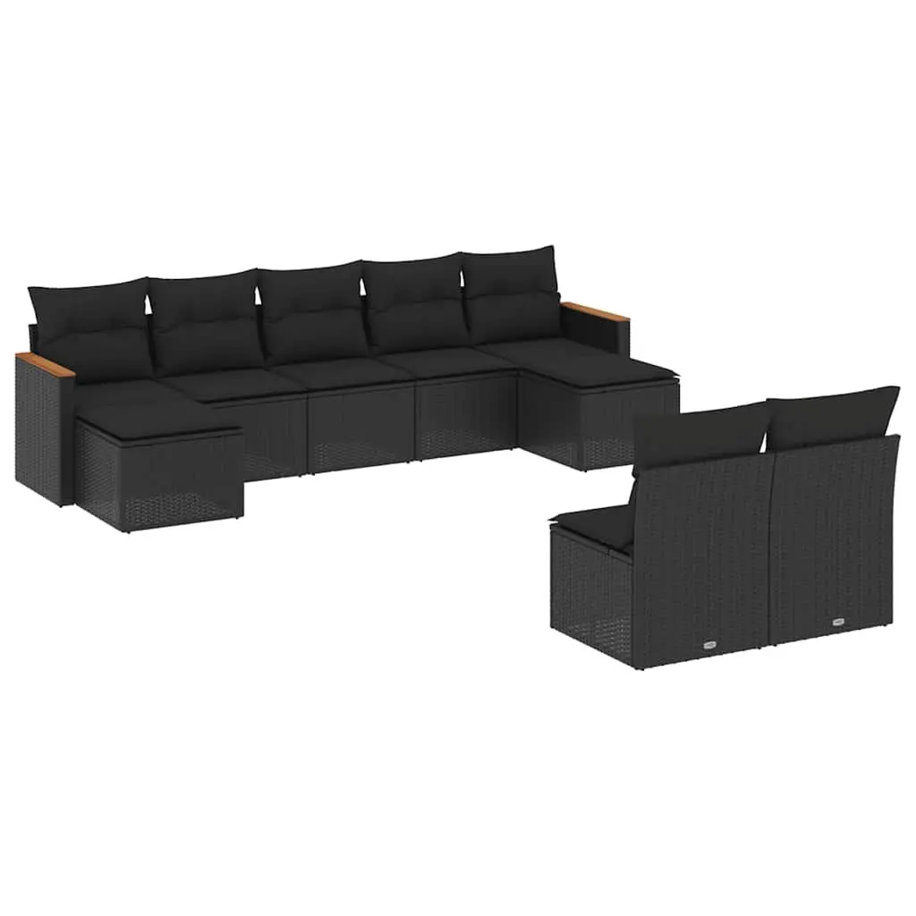 Garden Sofa Set 9 Piece Outdoor Furniture Patio Sectional Black Modular Seating