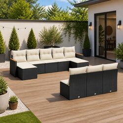 Premium 10-Piece Black Modular Garden Sofa Set
