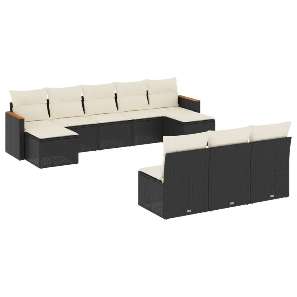 10-Piece Black Modular Garden Sofa Set