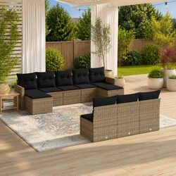 10-Piece Grey Modular Sectional Garden Sofa Set