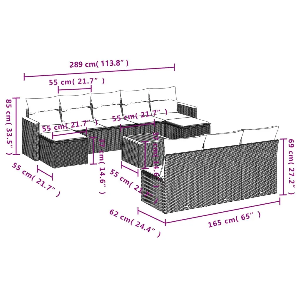 Grey Modular 11 Piece Outdoor Garden Sofa Set