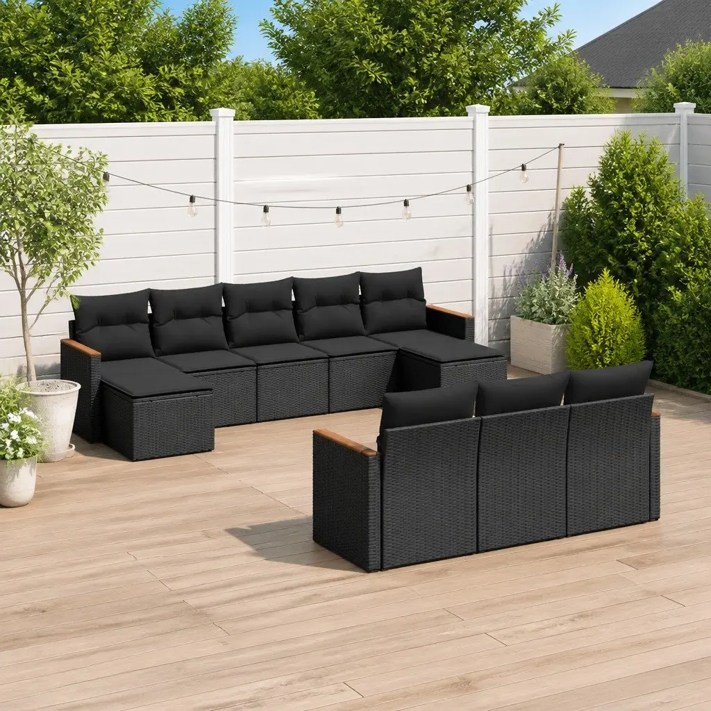 Garden Sofa Set PE Rattan 10 Piece Modular Black