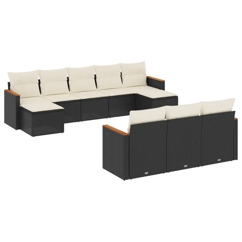 Garden Sofa Set PE Rattan 10 Piece Outdoor Furniture Patio Seating Black