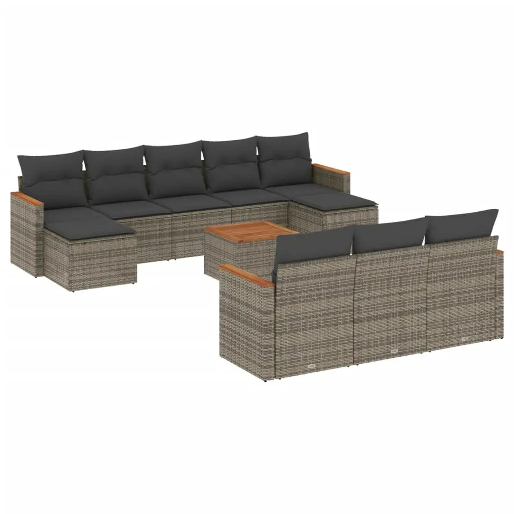 Garden Sofa Set Poly Rattan 11 Piece Outdoor Furniture Grey