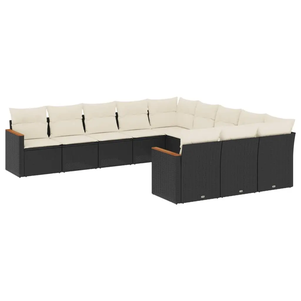 Garden Sofa Set PE Rattan 11 Piece Outdoor Furniture Patio Lounge Black Modular Seating