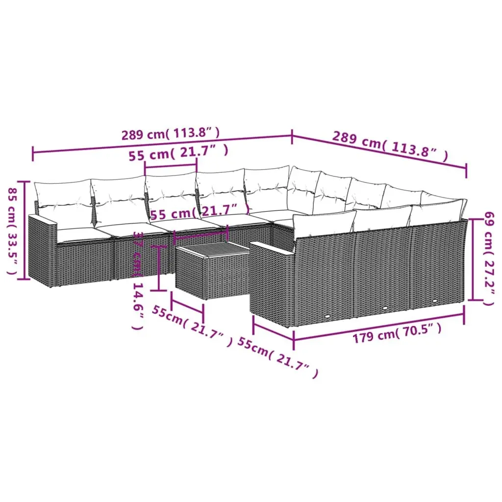 Modular 12 Piece Outdoor Sofa Set in Beige