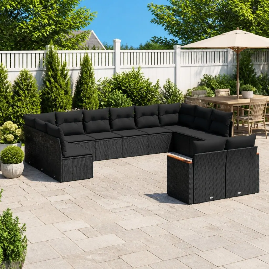 Garden Sofa Set PE Rattan 12 Piece Outdoor Furniture Patio Seating Black