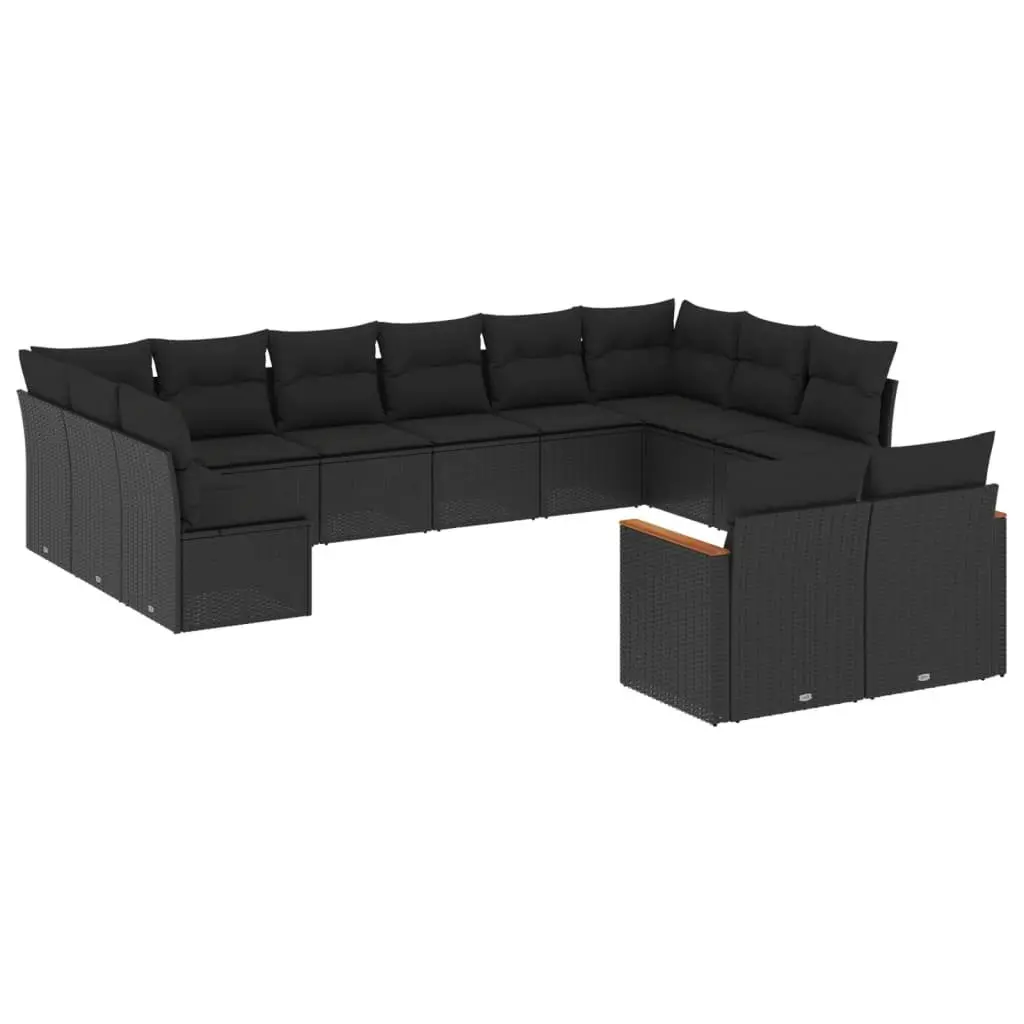 Garden Sofa Set PE Rattan 12 Piece Outdoor Furniture Patio Seating Black