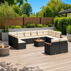 Premium 13 Piece Outdoor Sofa Set in Black Rattan