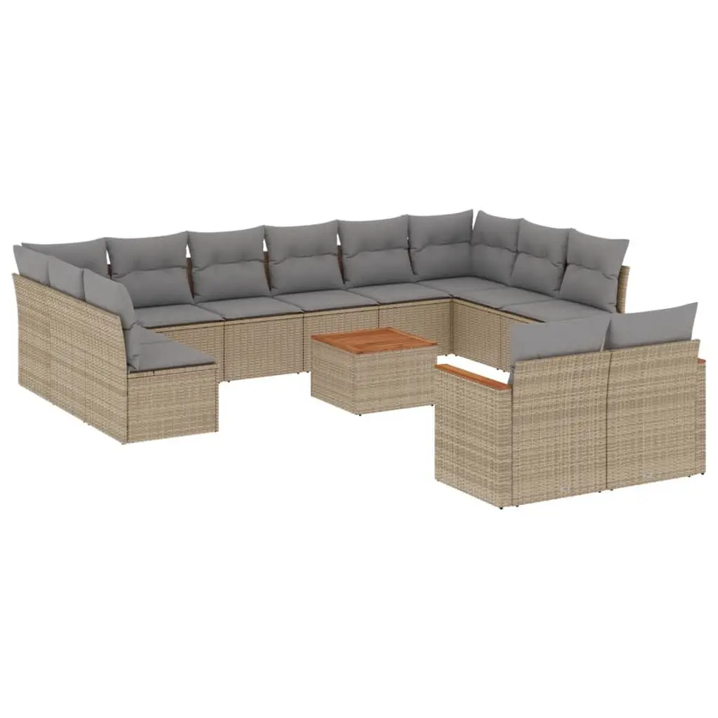 Garden Sofa Set Poly Rattan 13 Piece Outdoor Furniture Patio Beige
