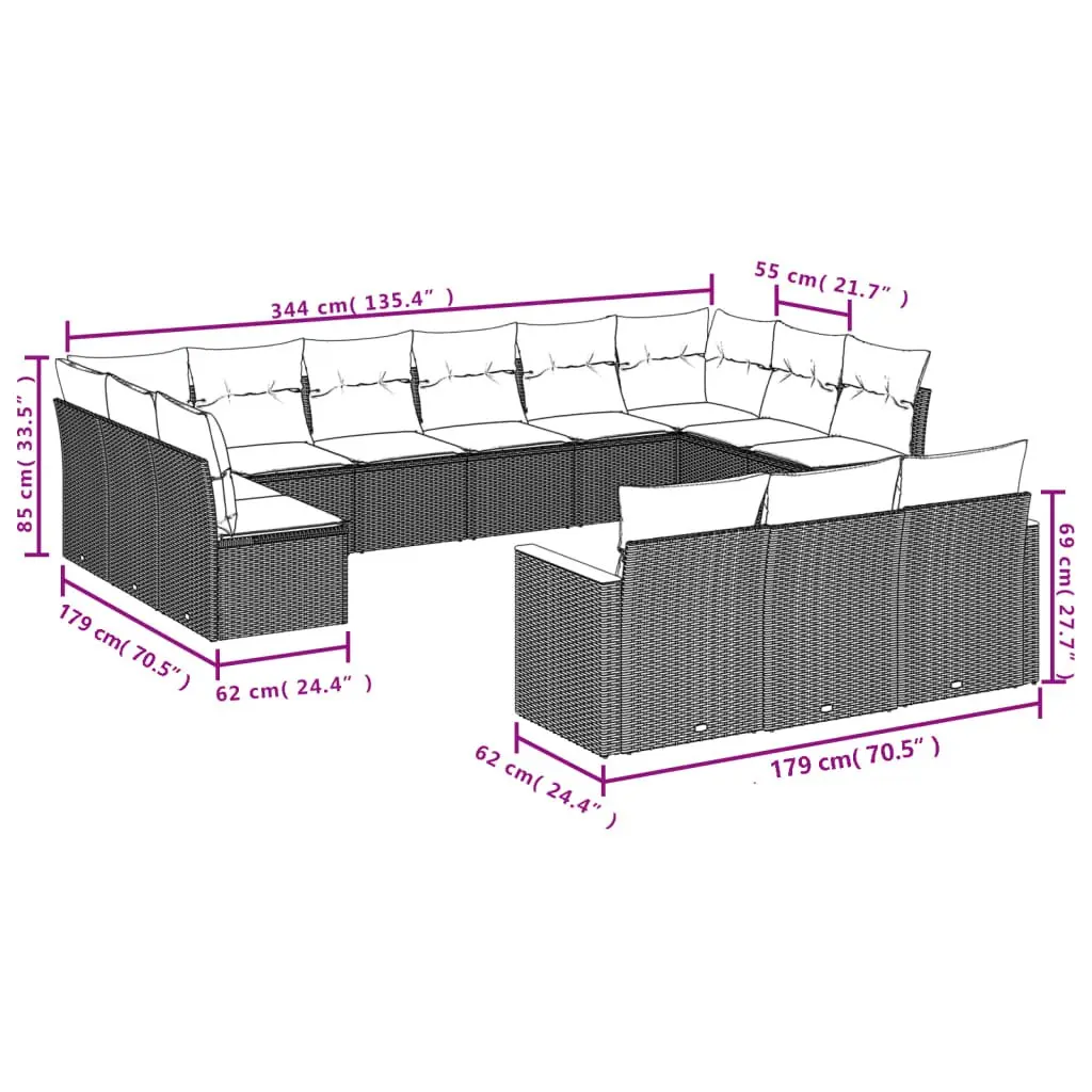 13 Piece Garden Sofa Set for Outdoor Spaces