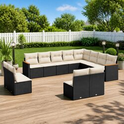 Durable Black Modular Garden Sofa Set 12 Pieces