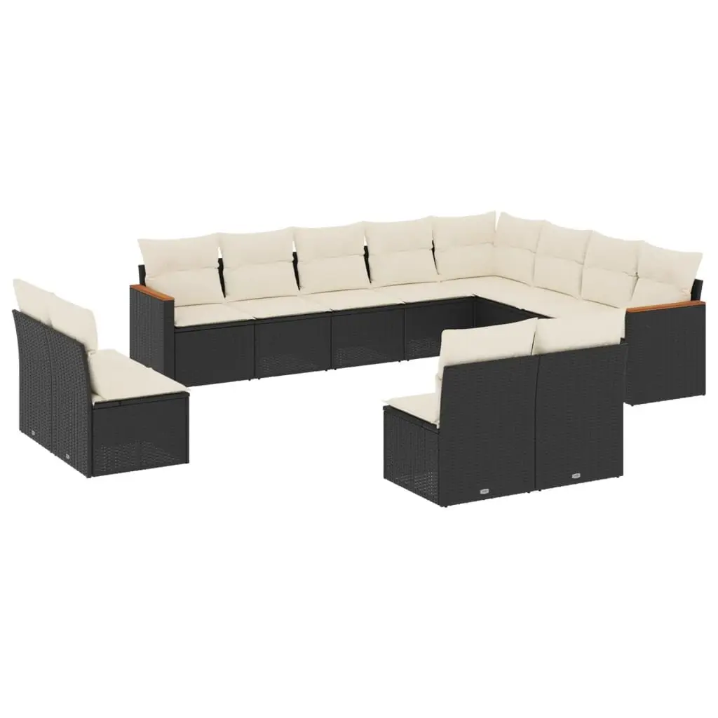 Garden Sofa Set PE Rattan 12 Piece Modular Outdoor Furniture Black