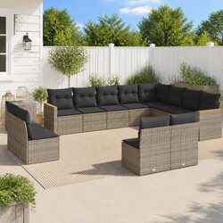 12-Piece Modular Grey Garden Sofa Set for Outdoor Spaces