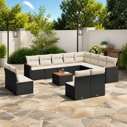 Premium Black 13 Piece Modular Garden Sofa Set