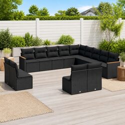 Durable Modular Garden Sofa Set 13 Piece in Black