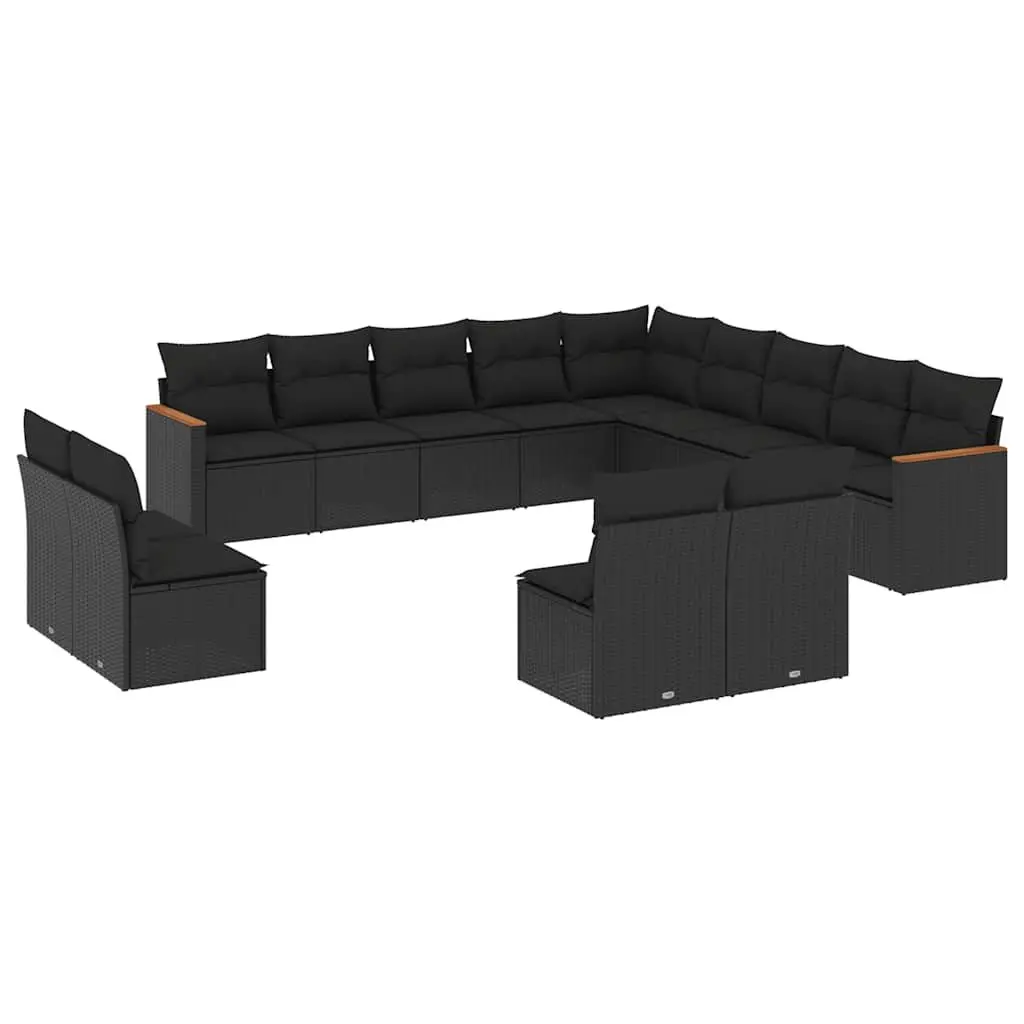 Garden Sofa Set PE Rattan 13 Piece Modular Outdoor Furniture Black