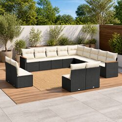 13-Piece Black Modular Garden Sofa Set for Outdoor Relaxation