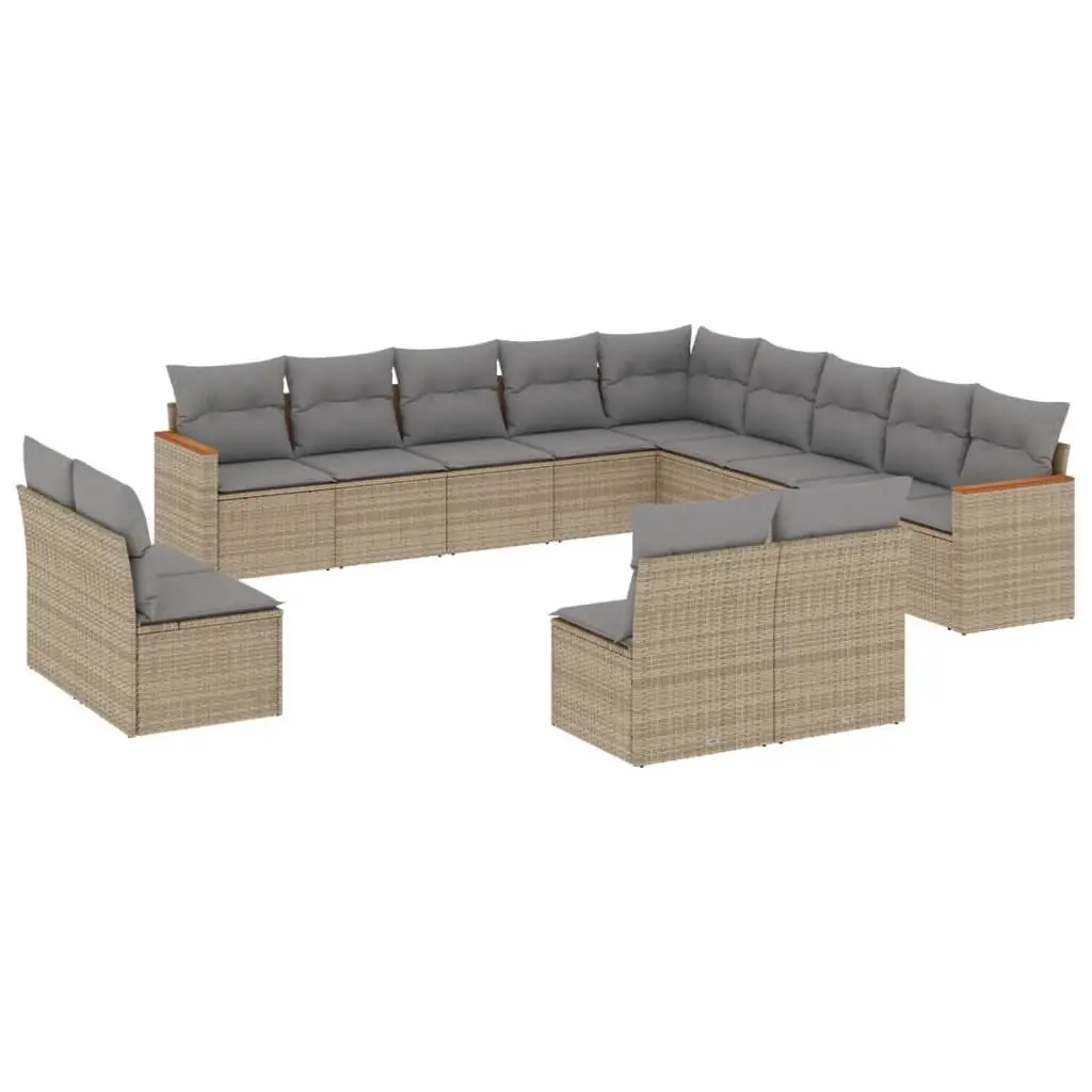 Beige Modular Outdoor Sofa Set with 13 Pieces