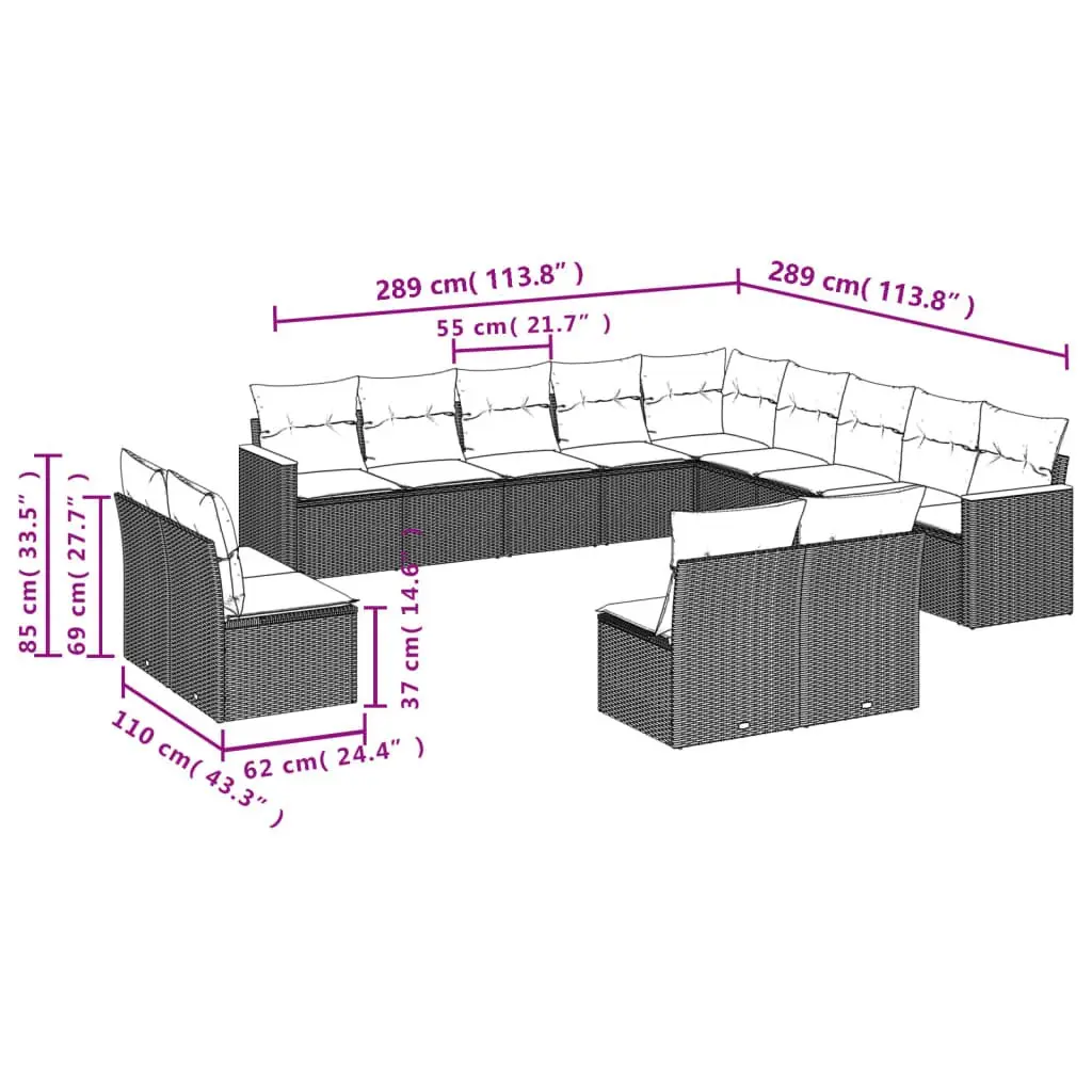 Beige Modular Outdoor Sofa Set with 13 Pieces