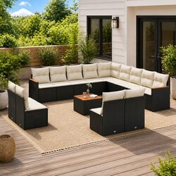 Premium Black Modular Outdoor Sofa Set 14 Piece