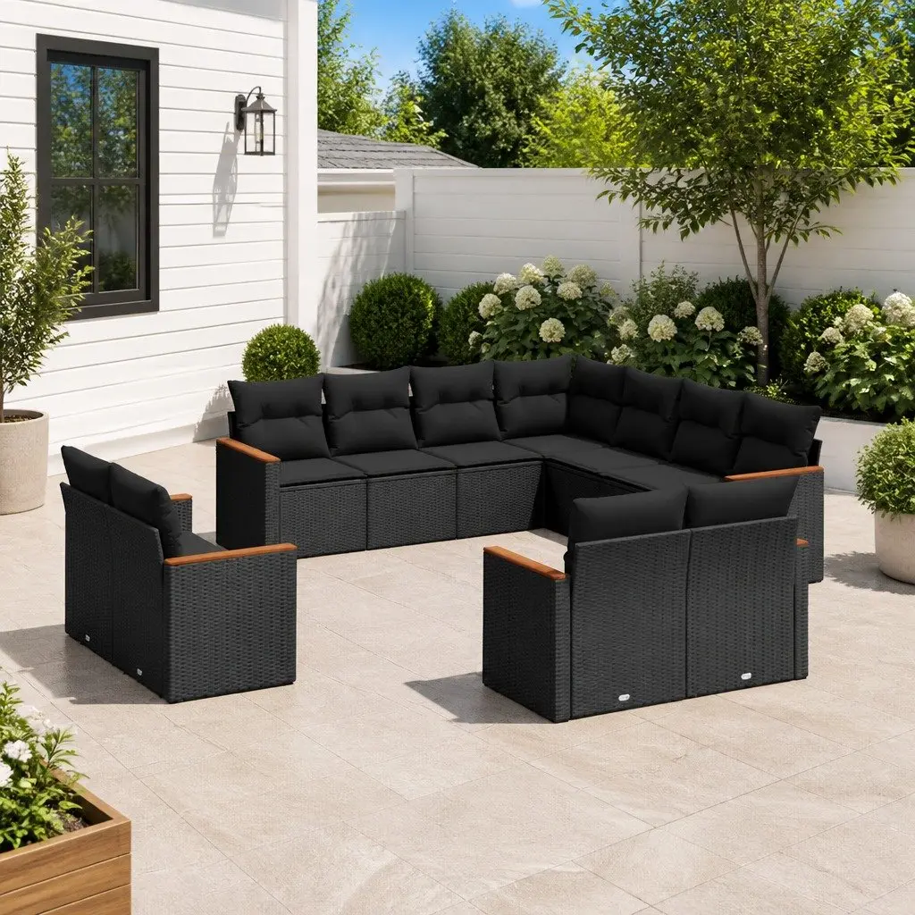 Garden Sofa Set Poly Rattan 11 Piece Outdoor Furniture Patio Black