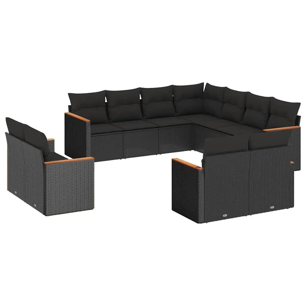 Garden Sofa Set Poly Rattan 11 Piece Outdoor Furniture Patio Black