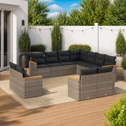 11-Piece Grey Modular Garden Sofa Set for Outdoor Spaces