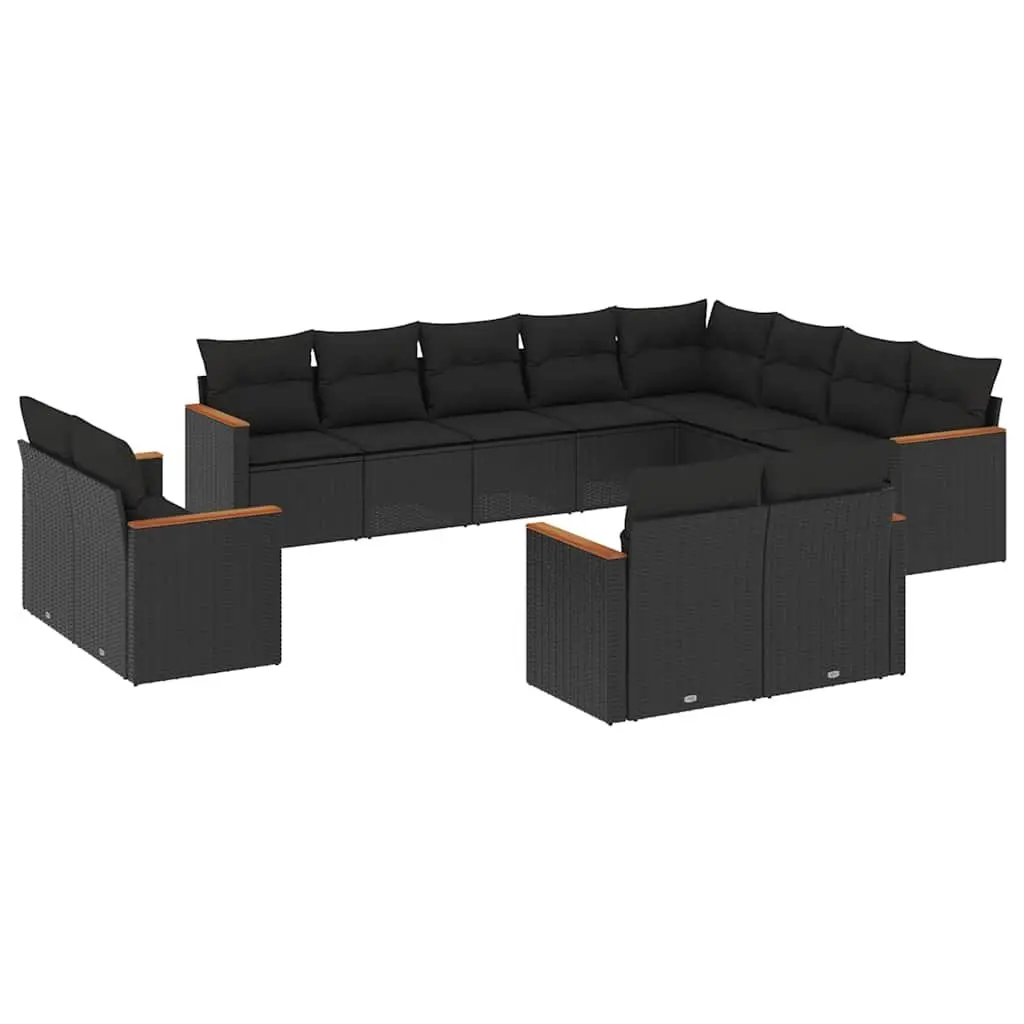 12-Piece Black Modular Garden Sofa Set