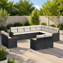 Durable 12-Piece Black Modular Garden Sofa Set