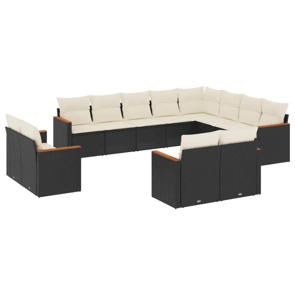 12-Piece Black Modular Garden Sofa Set