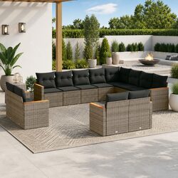 Premium 12-Piece Garden Sofa Set with Cushions in Grey