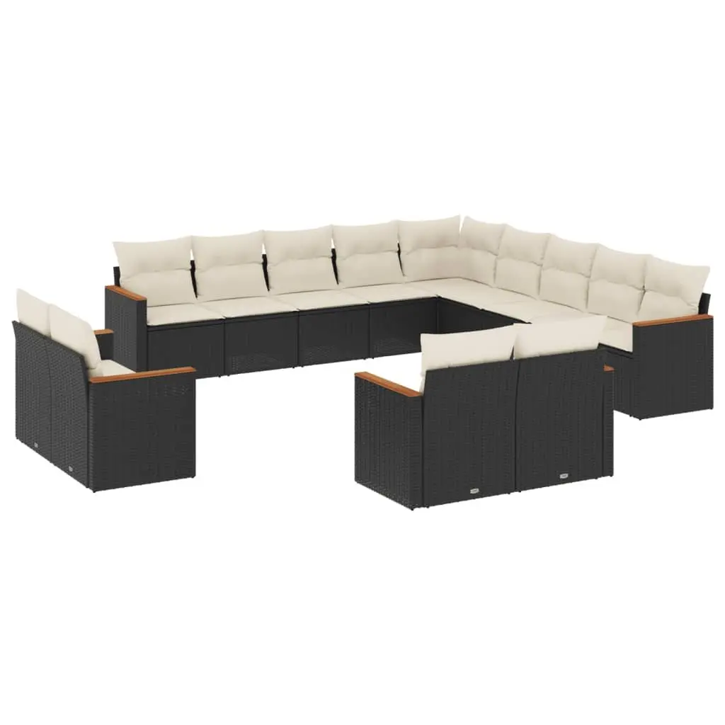 Black Modular 13 Piece Garden Sofa Set with Cushions