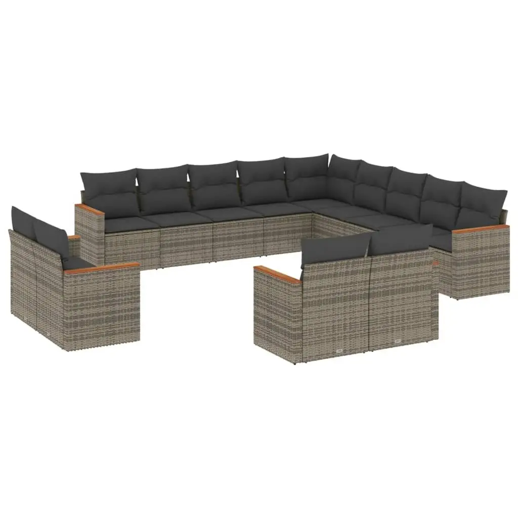 13-Piece Grey Modular Rattan Garden Sofa Set