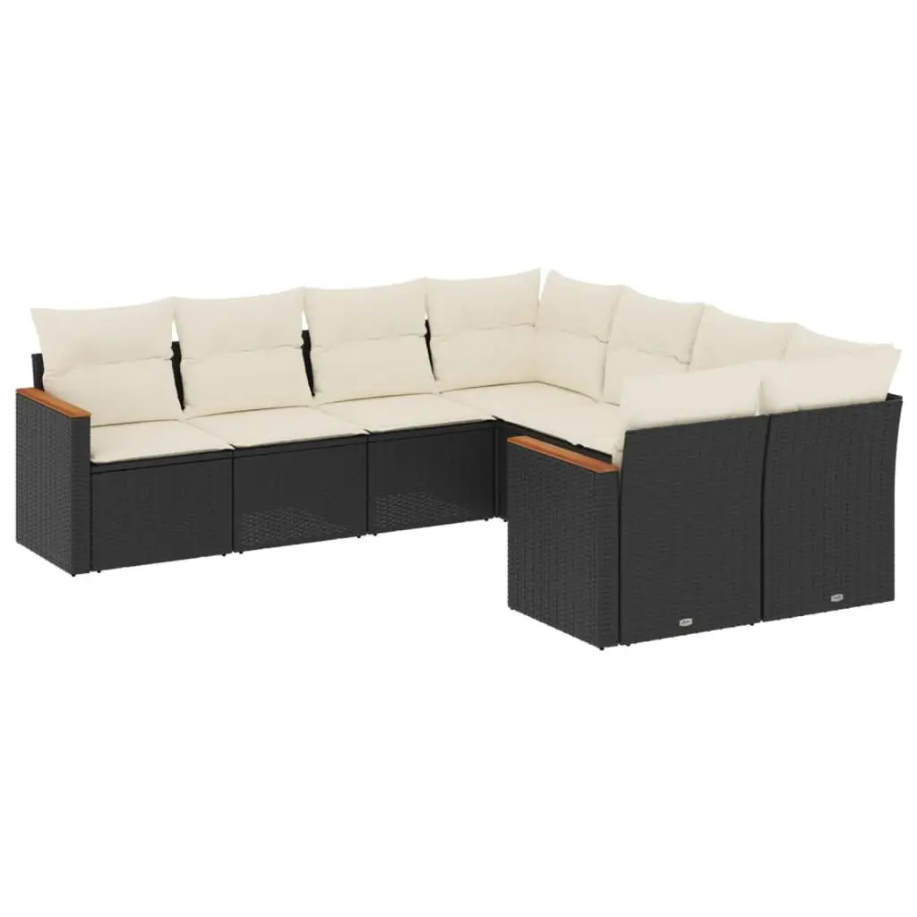 8-Piece Black Rattan Modular Garden Sofa Set